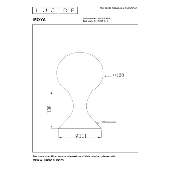 MOYA Lampa stołowa Ø 12 cm 1xG9 złoty mat / mosiądz 25516/01/02 Lucide - zdjęcie dodatkowe 4